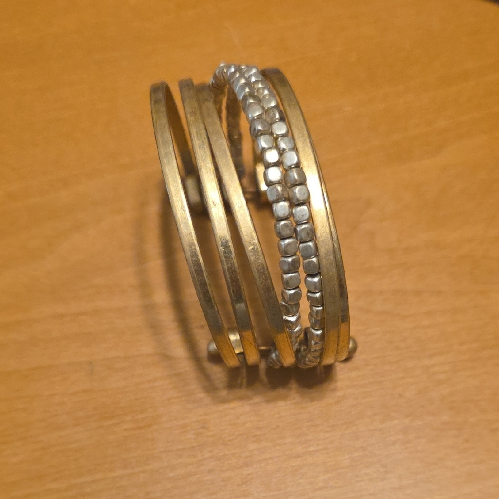 Elegant Gold and Silver Bangle Bracelet